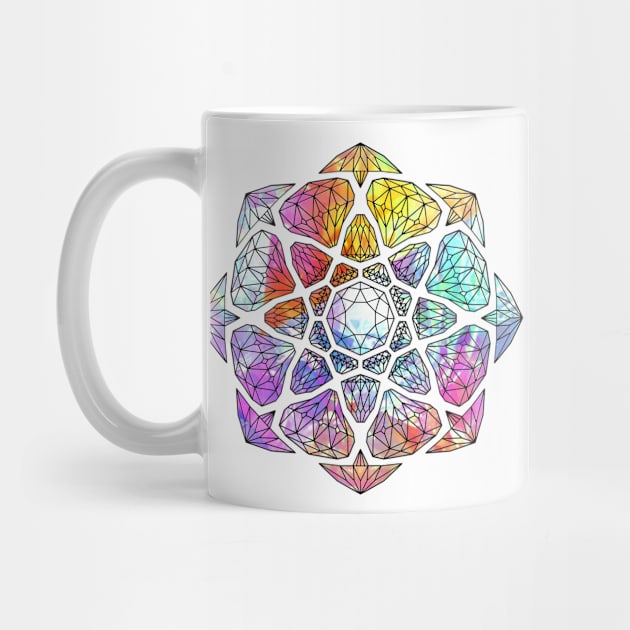 Rainbow Prismatic Crystal Mandala - Black Outline by CrystaLinaCrafts